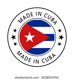 Cuba Made in Stamp in circle with flag Vector template on white background