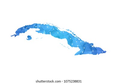 Cuba Map - Abstract geometric rumpled triangular low poly style gradient graphic on white background , line dots polygonal design for your . Vector illustration eps 10.