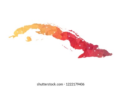 Cuba Map - Abstract geometric rumpled triangular low poly style gradient graphic on white background , line dots polygonal design for your . Vector illustration eps 10.
