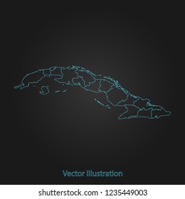 Cuba map - Abstract mash line and point scales on dark background with Cuba. flat design style, clean and modern. Vector Illustration eps10