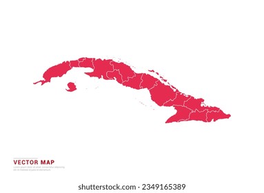 Mapa de Cuba - estilo abstracto rojo aislado en fondo blanco para infografía, vector de diseño.