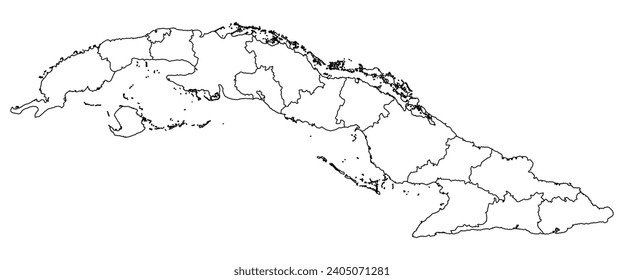 Cuba map with administrative divisions. Vector illustration.
