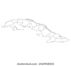 Mapa de Cuba. Mapa de Cuba en provincias administrativas en color blanco