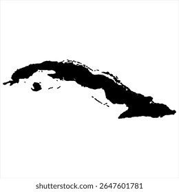 Cuba Map - black World Map International vector template with High detailed isolated on white background - Vector