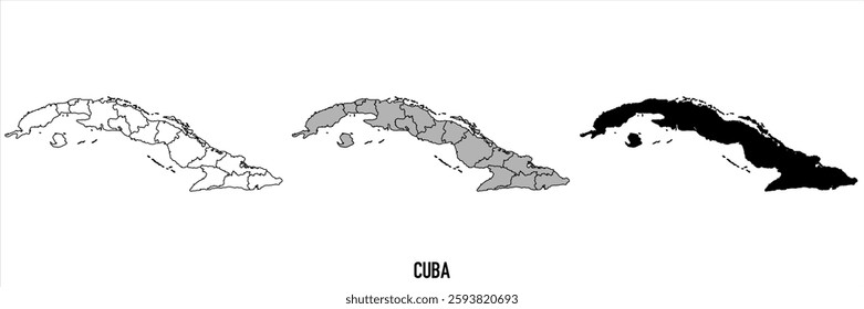 Cuba Map - black World Map, outline International vector template with High detailed isolated on white background - Vector