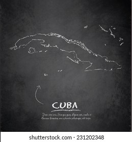 Cuba map blackboard chalkboard vector