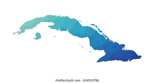 Cuba map - blue geometric rumpled triangular low poly style gradient graphic background , polygonal design for your . Vector illustration eps 10.