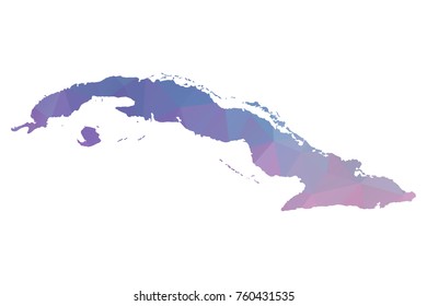 cuba map. Blue and Pink polygonal shape vector illustration on white background. Vector illustration eps 10.
