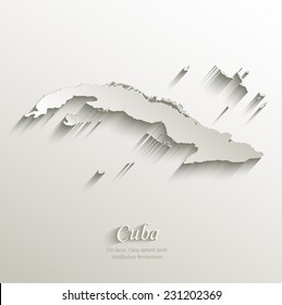 Cuba map card paper 3D natural vector