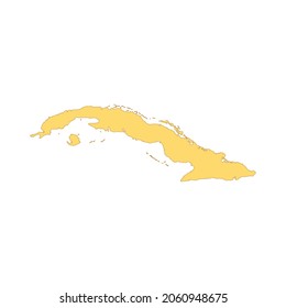 Cuba map color line element. Border of the country.