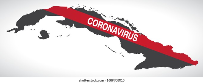 Kuba-Karte mit Coronavirus-Warngrafik