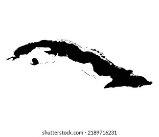 Cuba Map. Cuban Country Map. Black and White National Outline Geography Border Boundary Shape Territory EPS Vector Illustration Clipart