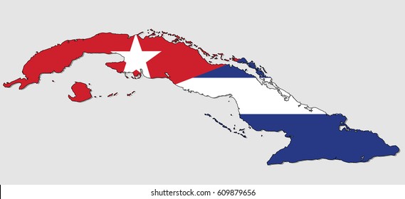 Cuba Map Filled National Flag 260nw 609879656 