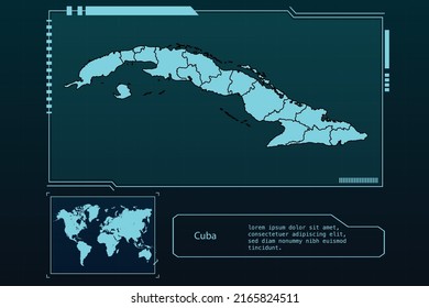 Cuba Map Futuristic  infographic Map element collection background