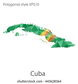 Cuba map in geometric polygonal style.Abstract gems triangle,modern design background. Vector illustration EPS10