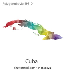 Cuba map in geometric polygonal style.Abstract gems triangle,modern design background. Vector illustration EPS10