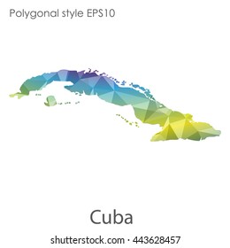 Cuba map in geometric polygonal style.Abstract gems triangle,modern design background. Vector illustration EPS10