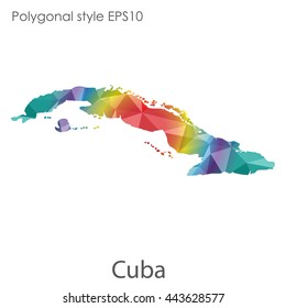 Cuba map in geometric polygonal style.Abstract gems triangle,modern design background. Vector illustration EPS10