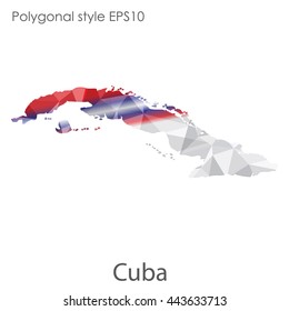Cuba map in geometric polygonal style.Abstract gems triangle,modern design background. Vector illustration EPS10
