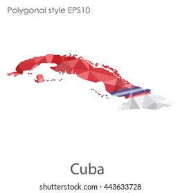 Cuba map in geometric polygonal style.Abstract gems triangle,modern design background. Vector illustration EPS10