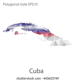 Cuba map in geometric polygonal style.Abstract gems triangle,modern design background. Vector illustration EPS10