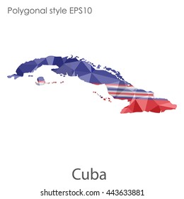Cuba map in geometric polygonal style.Abstract gems triangle,modern design background. Vector illustration EPS10