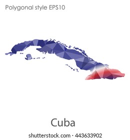 Cuba map in geometric polygonal style.Abstract gems triangle,modern design background. Vector illustration EPS10
