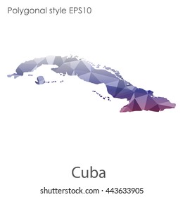 Cuba map in geometric polygonal style.Abstract gems triangle,modern design background. Vector illustration EPS10