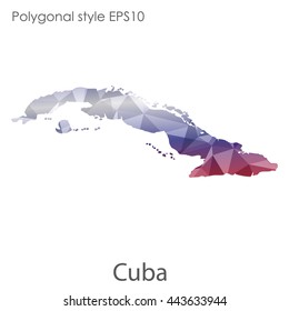 Cuba map in geometric polygonal style.Abstract gems triangle,modern design background. Vector illustration EPS10