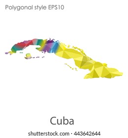 Cuba map in geometric polygonal style.Abstract gems triangle,modern design background. Vector illustration EPS10
