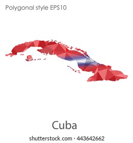 Cuba map in geometric polygonal style.Abstract gems triangle,modern design background. Vector illustration EPS10