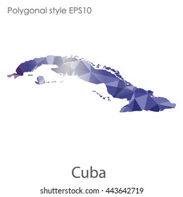 Cuba map in geometric polygonal style.Abstract gems triangle,modern design background. Vector illustration EPS10