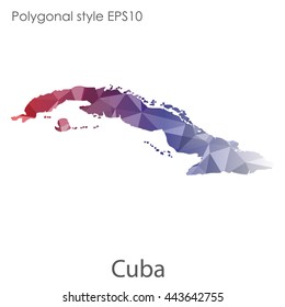 Cuba map in geometric polygonal style.Abstract gems triangle,modern design background. Vector illustration EPS10