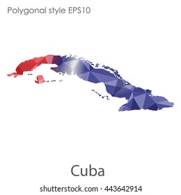 Cuba map in geometric polygonal style.Abstract gems triangle,modern design background. Vector illustration EPS10