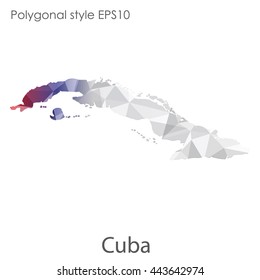 Cuba map in geometric polygonal style.Abstract gems triangle,modern design background. Vector illustration EPS10