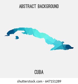 Cuba map in geometric polygonal,mosaic style in cold shades.Abstract tessellation,modern design background,low poly. Vector illustration.