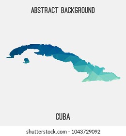 Cuba map in geometric polygonal,mosaic style.Abstract tessellation,modern design background,low poly. Geometric cover, mockup. Vector illustration.