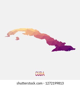 Cuba map in geometric polygonal,mosaic style.Abstract tessellation,modern design background,low poly. Geometric cover, mockup. Vector illustration.