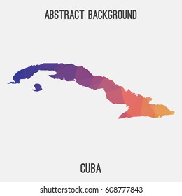 Cuba map in geometric polygonal,mosaic style.Abstract tessellation,modern design background,low poly. Vector illustration.