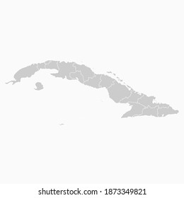 Cuba Map Gray Color. Geographic Isolated Gray Vector Country Border Map Of Cuba. Vector Illustration