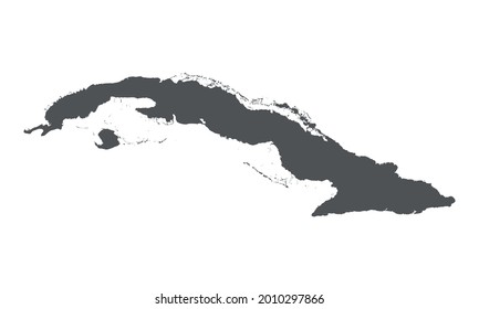 Cuba map in gray on a white background