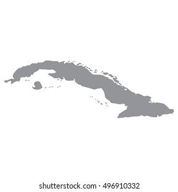 Cuba map in gray on a white background