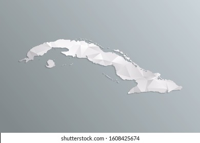 Cuba map gray in polygonal style on dark background. isolated vector illustration eps 10.