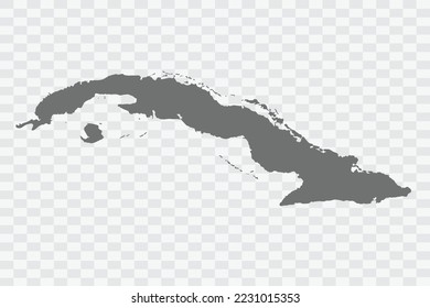 Cuba Map grey Color on White no demarcation line Background  Png