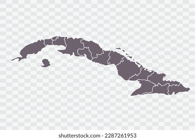 Cuba Map Grey Color on White Background quality files Png