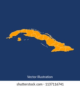 Cuba map - High detailed color map of Cuba. flat design style, clean and modern.Vector illustration eps 10