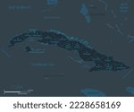 Cuba map. High detailed map of Cuba with countries, borders, cities, water objects. Vector illustration eps10.