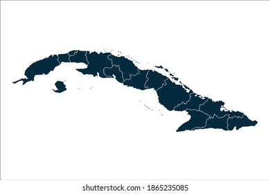 cuba map High Detailed on white background.