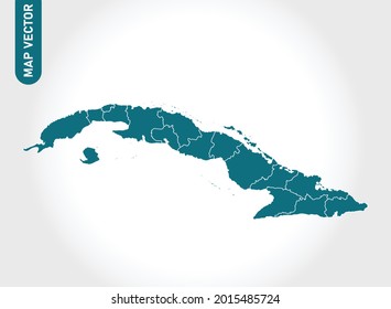 Mapa de Cuba Alto detalle sobre fondo blanco. Resumen de la ilustración vectorial de diseño eps 10