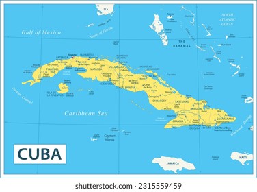 Cuba map - highly detailed vector illustration